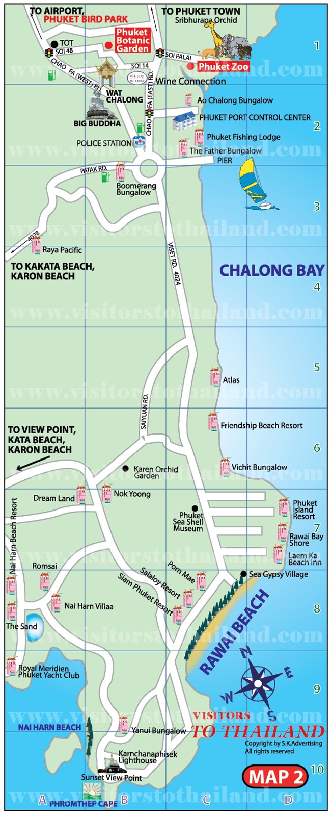 Chalong Bay and Rawai-Naiharn Beaches Map