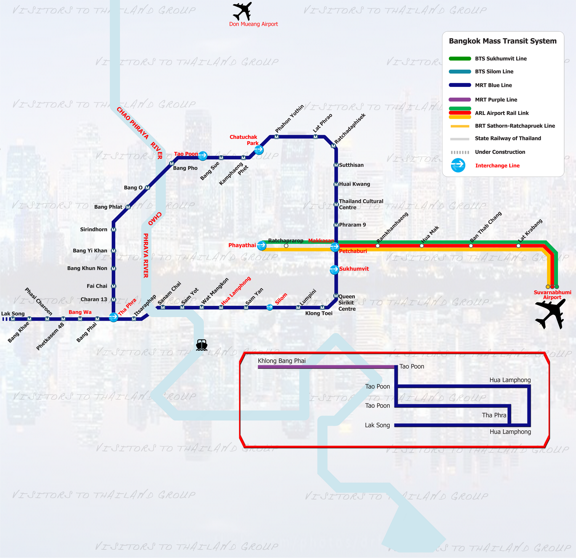 MRTA Blue Line & Airport Rail Link Map