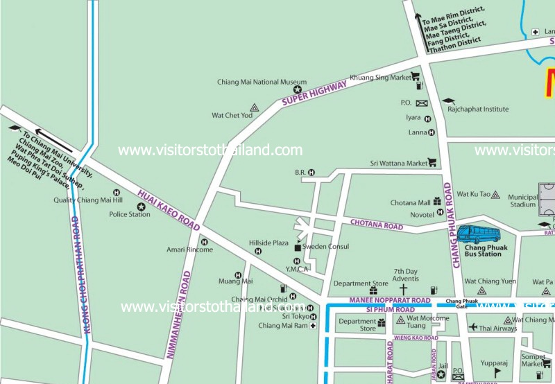 Chiang Mai City Map Part 1: Click for enlarge