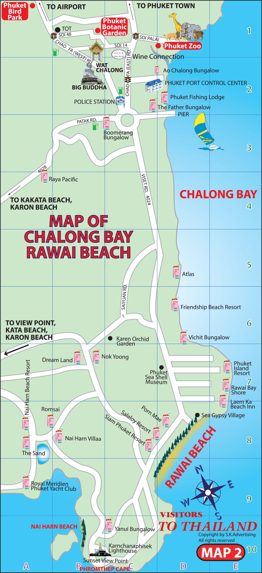 Chalong Bay and Rawai-Naiharn Beaches Map