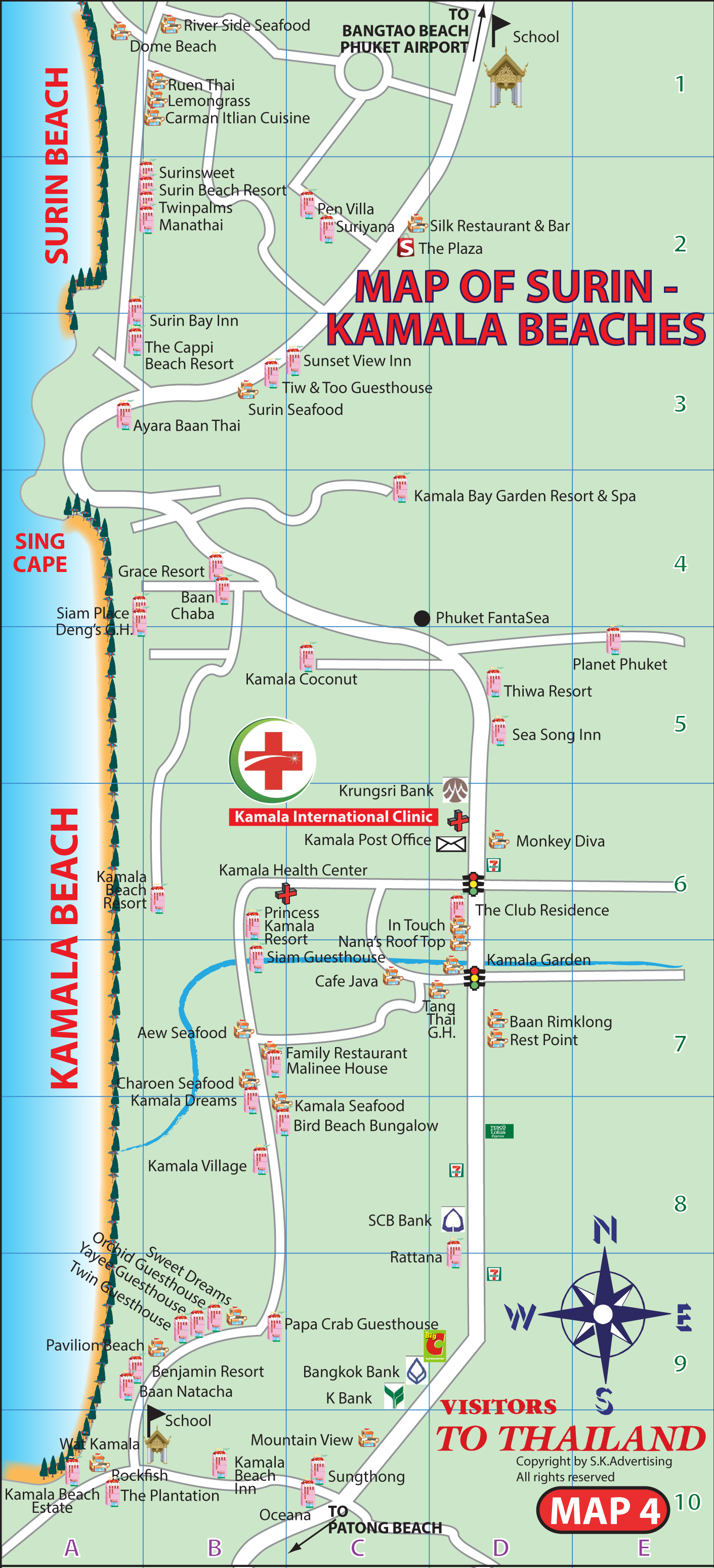 Kamala and Sing Cape-Surin Beaches Map