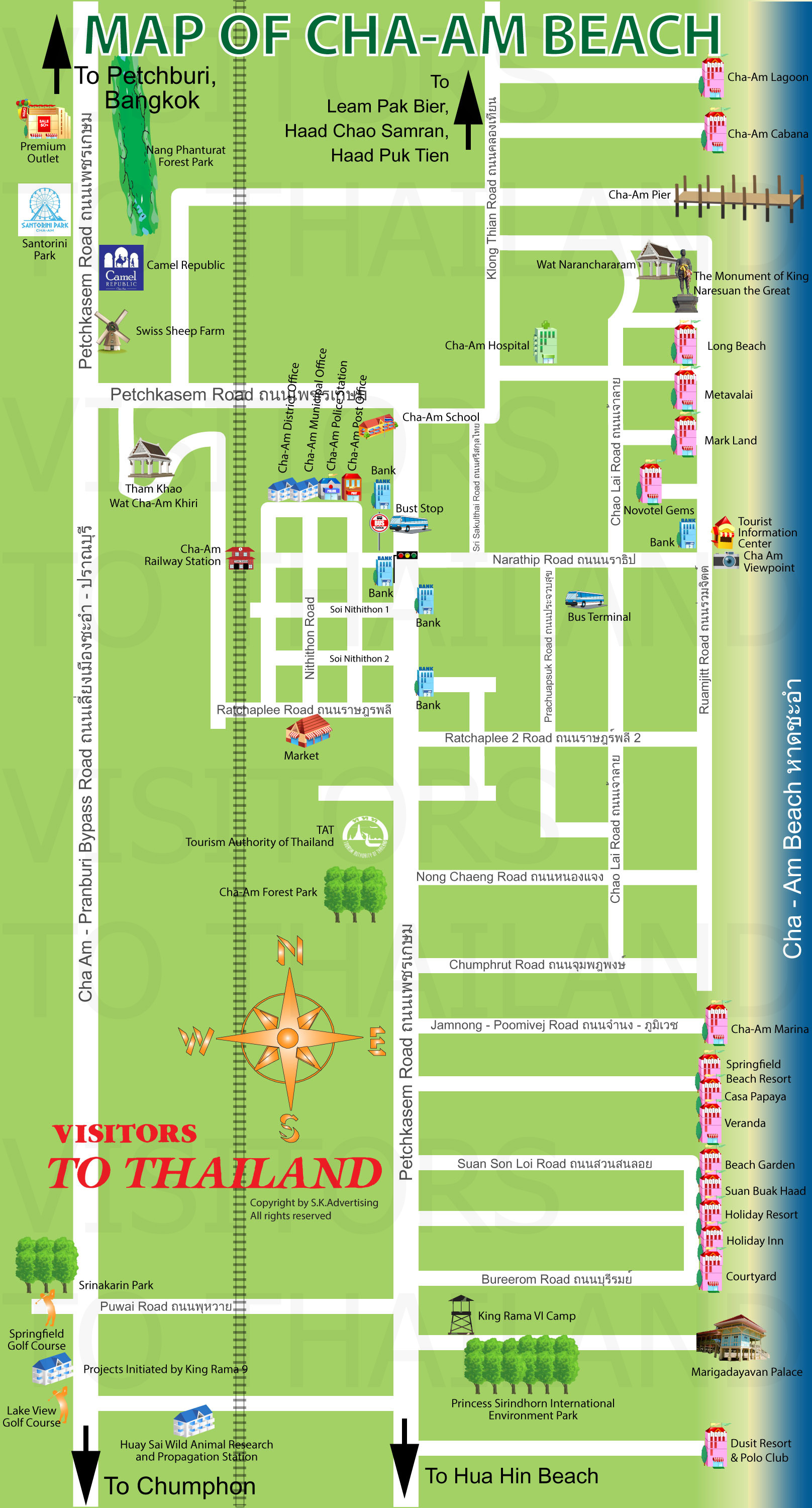 Cha Am Beach Map