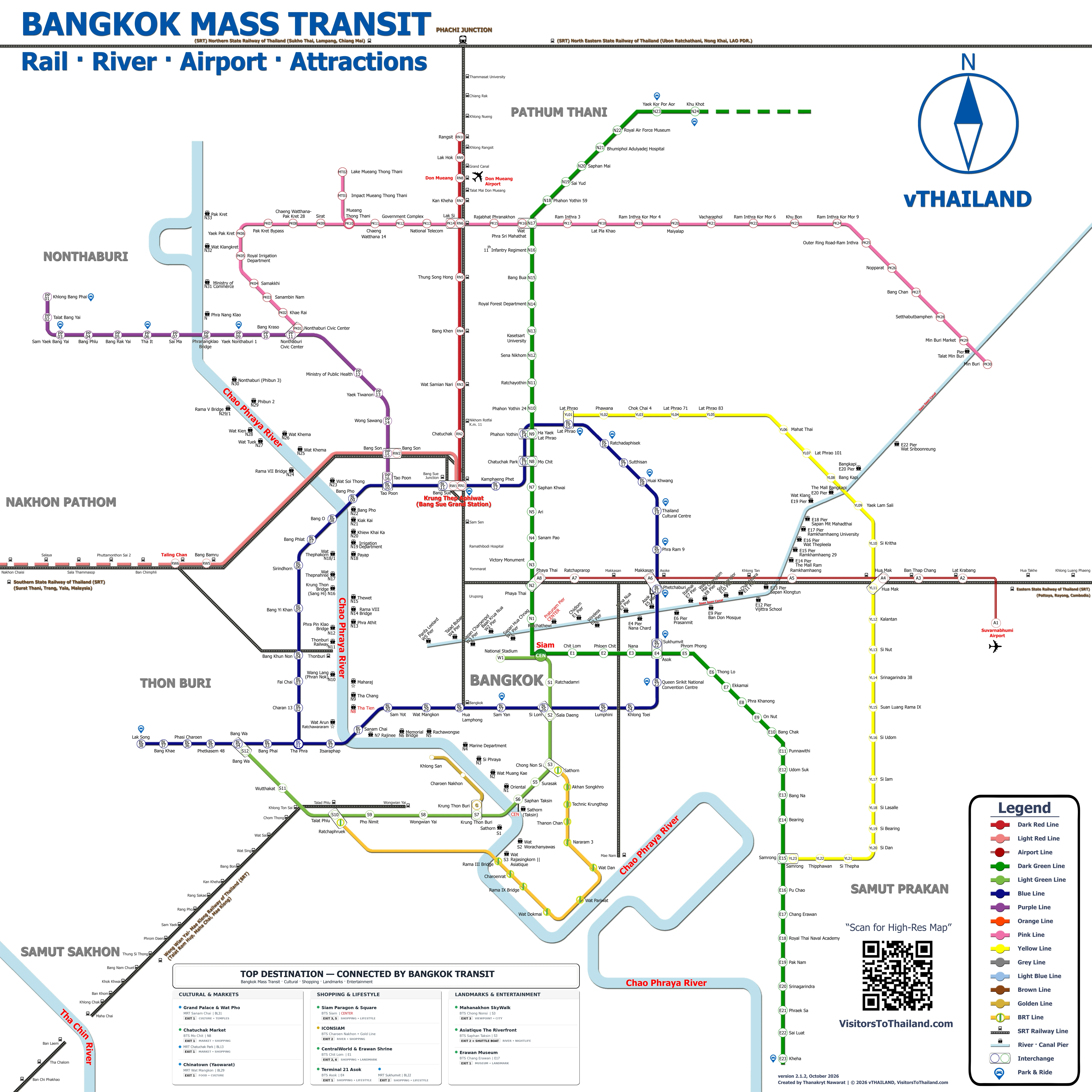 Bangkok Transit Map version 2.1.2 updated September 2026